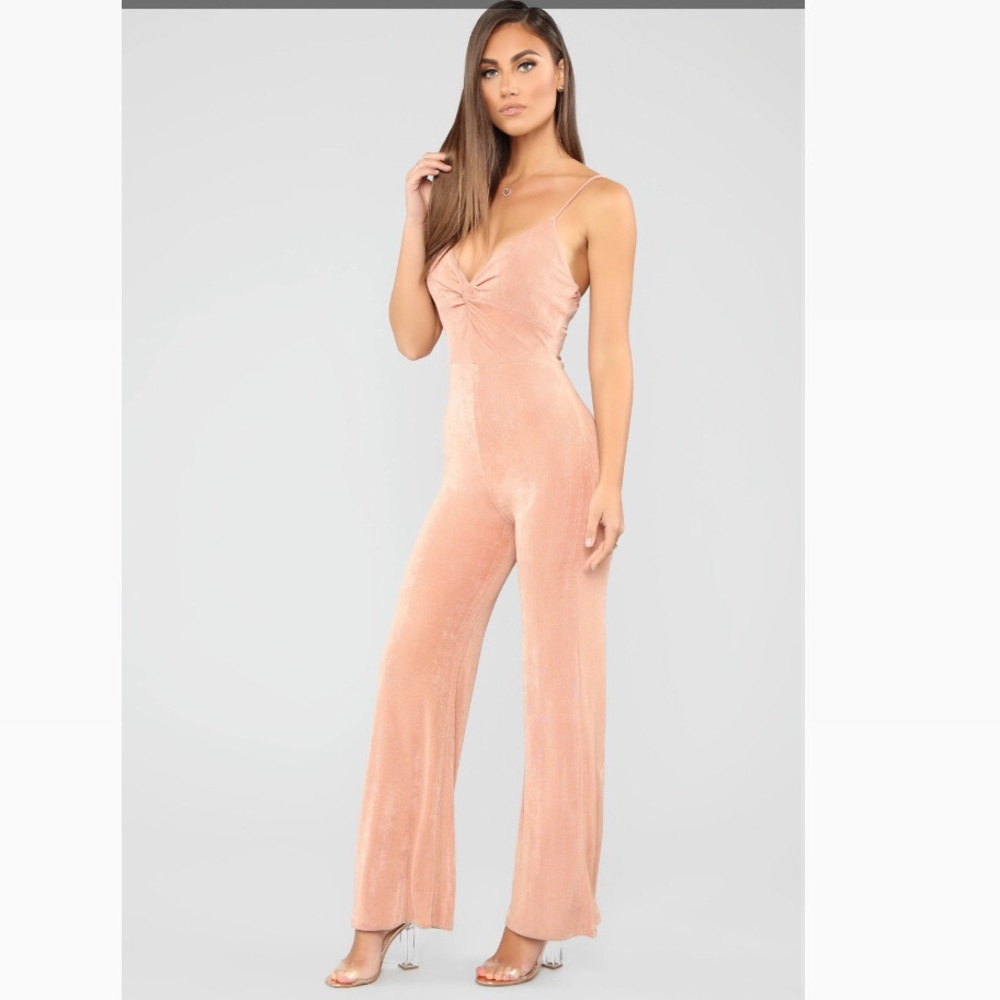 Fashion Nova NWT I like it twisted jumpsuit in rose gold